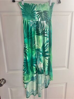 Beach Me Green Tropical Strapless Maxi Dress - 36/S/4